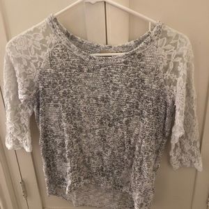mudd grey and white lacy blouse juniors size 14
